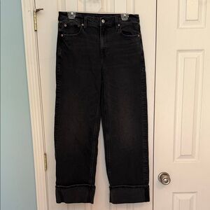 American Eagle Outfitters Black Stovepipe Cuffed Stretch jeans 8 Reg